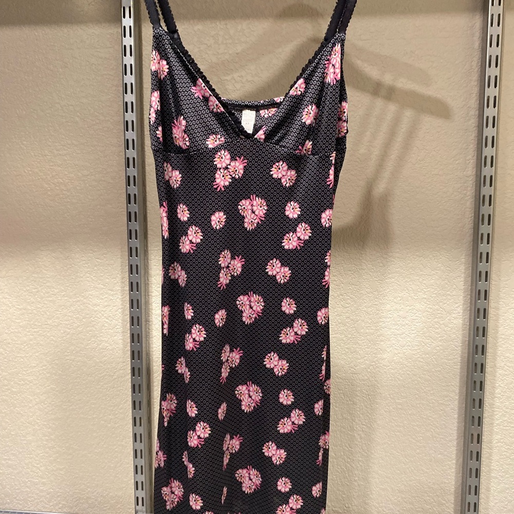 Old Navy Black and Pink Floral Chemise